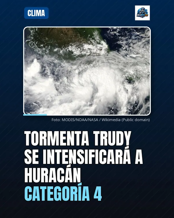 Tormenta Trudy se intensificará a huracán categoría 4